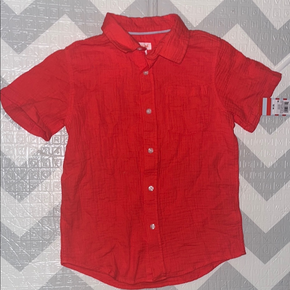 Red Kids Button-Up Shirt